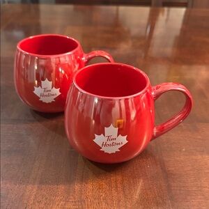 Tim Hortons 2020 Iridescent Red Coffee Mug 12 Oz Maple Leaf Set of 2